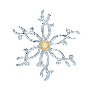 Natural Citrine 925 Sterling Silver Snowflake Pendant