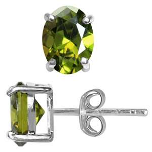 ~~October OH Sale~~ 2.42ct Olive Green CZ 925 Solid Silver Studs
