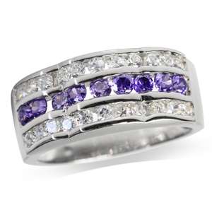 0.60ct Amethyst Purple Cubics 925 SOLID Sterling Silver Ring. Size 7 / O / 17.3mm