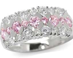 1.06ct Pink and White Cubics 925 SOLID Sterling Silver Ring. Size 7 / O / 17.3mm