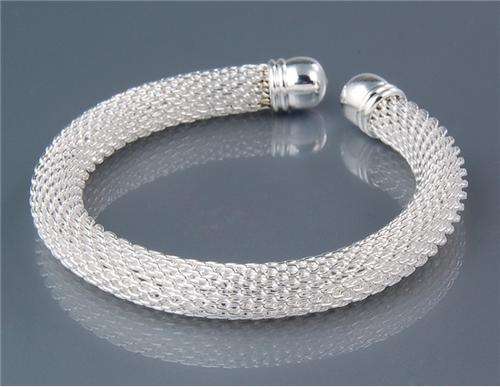 ASHA CRAFT -  925 Silver Mesh Cuff Bangle - 6mm wide