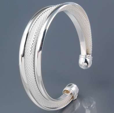 ASHA CRAFT -  925 Silver Mesh Cuff Bangle - 13mm wide