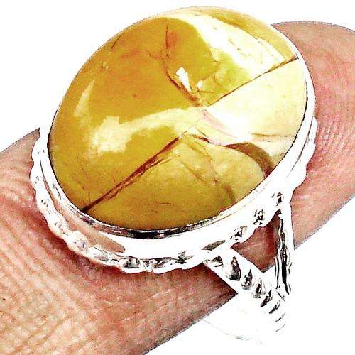 7.86cts BROWN MATRIX MEXICAN OPAL GEMSTONE 925 SILVER RING size 8