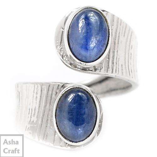 SOLID HEAVY 925 STERLING SILVER KAYANITE JOURNEY RING