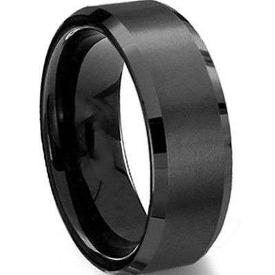 ***SALE OF THE SEASON*** Black 8mm Stainless Steel Mens Ring. Size 15 / Z+5