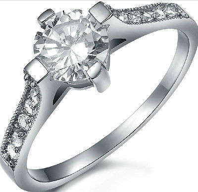 Extraordinary 0.80ct Sim Diamond Titanium Engagement Ring - Size 7 / O