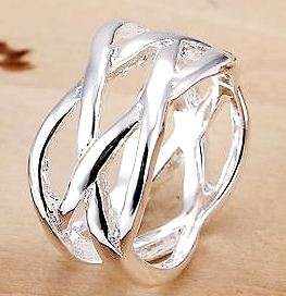 10mm wide Intricate Weaved 925 Silver Ring. Size 8 / Q