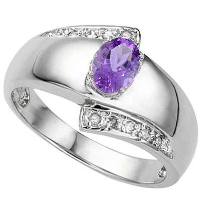 *IMPERFECT* 0.42ct Amethyst & Genuine Diamond Platinum Over 0.925 Sterling Silver