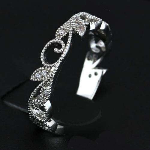 Intricate 0.15 Carat Cr. Diamond Accents Engagement Ring / Wedding Band