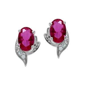 1.12ct Cr. Pink Ruby & Cr. White Topaz 925 Sterling Silver Stud Earrings