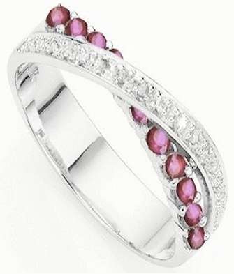 BRILLIANT 0.33 CARAT RUBY & GENUINE DIAMONDS PLATINUM/925 STERLING SILVER RING