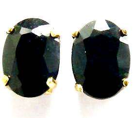 GENUINE 9CT GOLD EARRINGS NATURAL BLACK SAPPHIRE SOLITAIRES