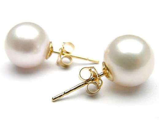 GENUINE 9CT GOLD EARRINGS WHITE FRESHWATER PEARLS