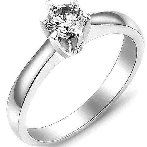 Sparkling 0.30 Carat Cr. Diamond Solitaire Engagement Ring. Size 5.5/L