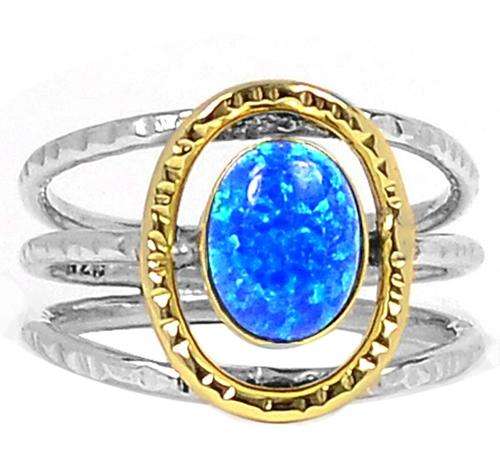 LARGE FIRE OPAL IN 9CT GOLD VERMEIL HALO RING