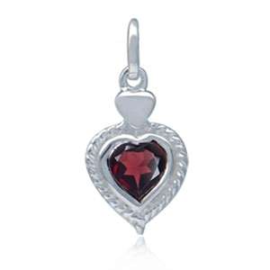 0.50ct. Natural Garnet 925 Sterling Silver Heart Rope Pendant