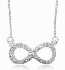 INFINITY Full White Cubics 925 Solid Sterling Silver Box Chain Necklace