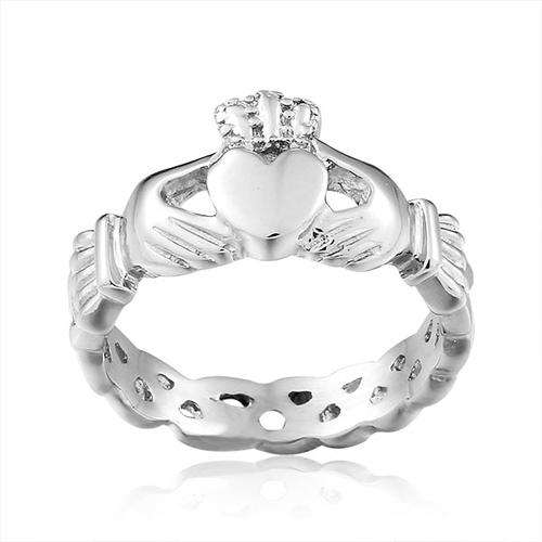 316L Stainless Steel Weaved CLADDAGH Ring - Size 8 / P and a Half