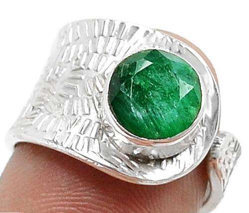 NATURAL INDIAN EMERALD 925 STERLING SILVER RING GUARANTEED s.7
