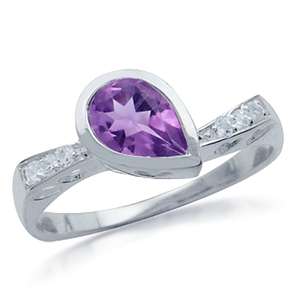 Unique 1.19ct Natural Amethyst 925 Solid Silver Solitaire Ring. Size 8/Q
