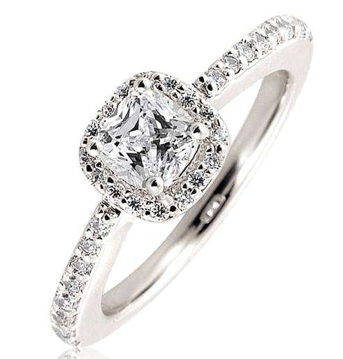 Cushion Cut Halo 1.30ct Swarovski Elements Engagement Ring. Size 10/U