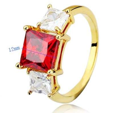 BRAND NEW 3.00ct Cr. Garnet and Topaz Trilogy Ring. Size 8