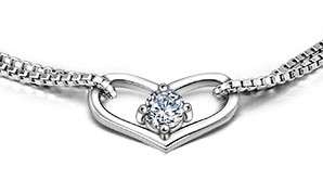 Pretty Box Chain Bracelet Ft. Heart with White Cubic Zirconia