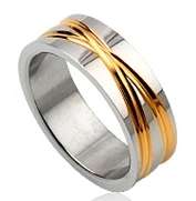 Inanna Collection* 14kt Yellow Gold Trim Authentic Steel Ring* Size 10 [U]