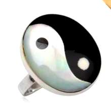 BIG!! Mother-of-Pearl Ring* Genuine 925 STERLING SILVER* Size 8 Q