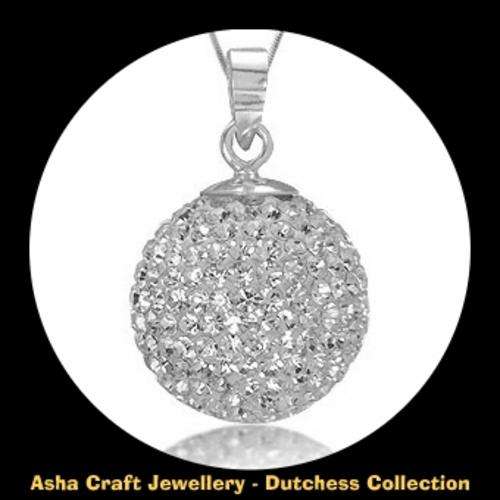 TOP QUALITY! Dutchess Collection - Swarovski elements glitter ball necklace. Pendant and Chain