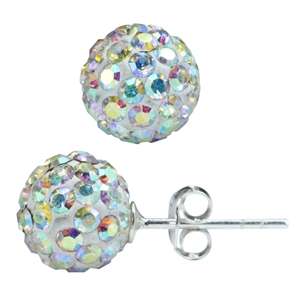 *STERLING SILVER GUARANTEE* Swarovski Elements Glitter Ball Studs