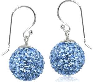 HUGE 14MM Tanzanite Swarovski Elements Sterling Silver Ball Earrings