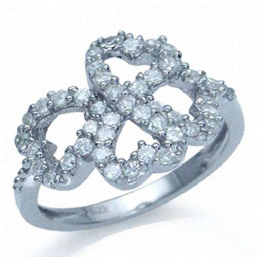 Hearts Double Infinity 14kt White Gold Vermeil Ring. Size 6