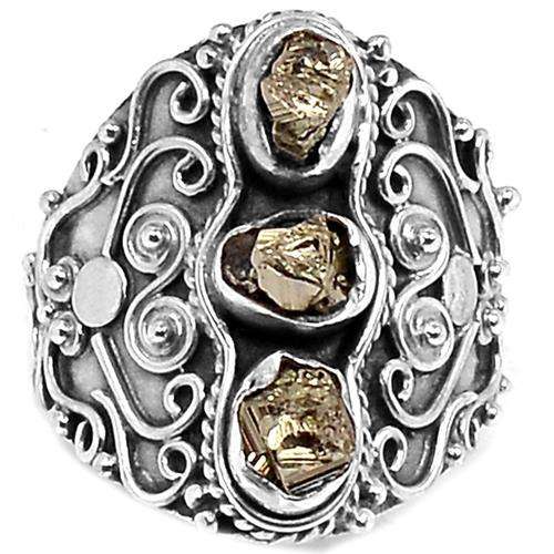 ONE-OF-A-KIND DESIGNER PERUVIAN GOLDEN PYRITE STERLING SILVER RING