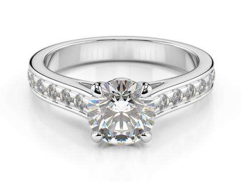 Solitaire 1.60ct Cr.Diamond Ring with Brilliant Sparkling Accents. Size 7 / O