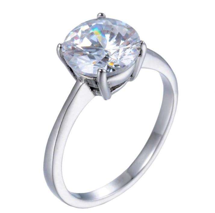 BREATHTAKING! 2.75ct Solitaire CZ Solid Stainless Steel Ring. Size 7.75 / P