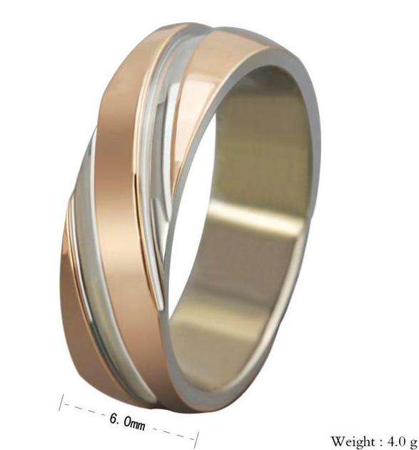 Rose Gold detail 6mm Mens Stainless Steel wedding band Ring. Size 7 / O