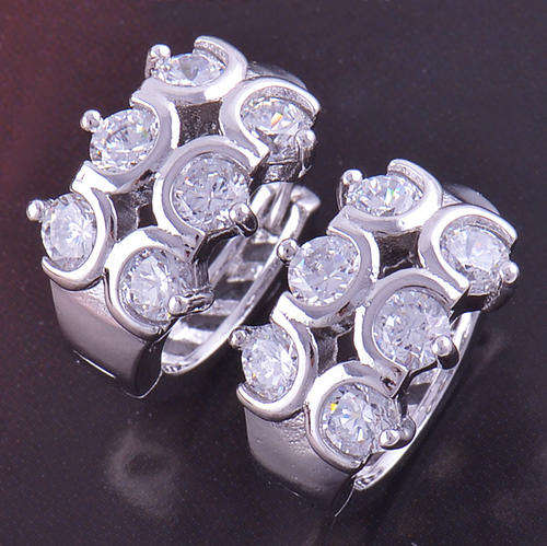 9K White Gold Filled Swarovski Elements Huggie Hoop Earrings