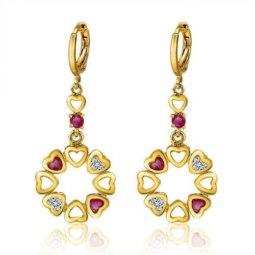 Cubic Zirconia 24kt Gold Plated Heart Cut Earrings
