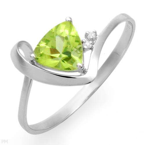 [R 4 700.00] 10kt Solid White Gold Ring 0.86ctw Genuine Diamonds & Peridot - Size 7.5