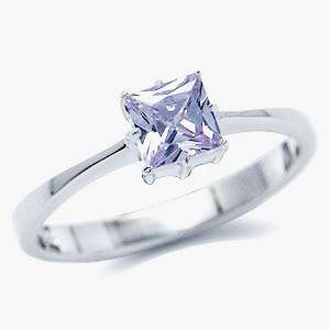 **Size 6 / M ** Elegant Princess Cut 0.75ct Tanzanite CZ Ring designed in Solid Silver