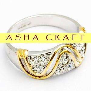 ** SIZE 6 / M ** WOW! 0.48ctw Diamond CZ Golden Wave Ring well made in 18krg