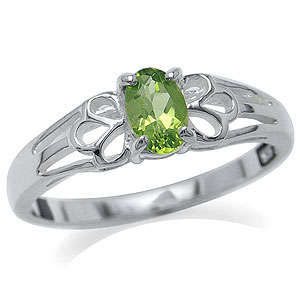 ** 7.5 / P ** Pretty 0.50ctw Genuine Peridot Sterling Silver Ring