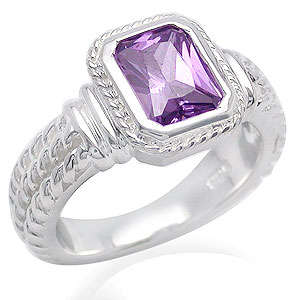 ** Size 7 / O ** Awesome 1.50ct VVS Genuine Amethyst Solid Silver Ring