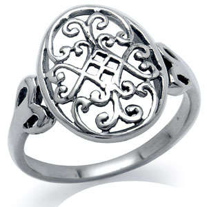 Celtic Oval Design Solid Sterling Silver Ring - Size 7 / O / 17.3mm