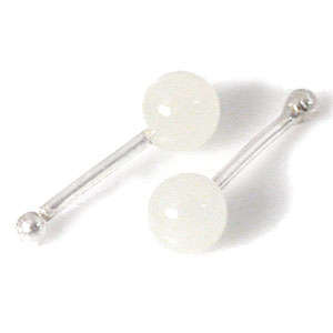**CLEARANCE** Nose Pin - White Murano Glass Round Solid Sterling Silver Stud