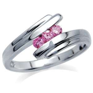 ** SIZE 5 / L** Stunning 0.24ct Pink Topaz Promise Ring in Solid Sterling Silver