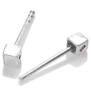 Brand New Cute 2.5mm Square Studs .925 Solid Silver Earrings