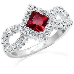 *** Size 6 / M *** 1.17ct Lab Ruby & Diamond Ring in .925 Solid Sterling Silver