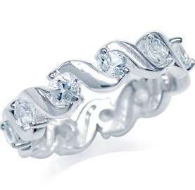 **Size 8 / Q** Beautiful 1.10ctw White Topaz Engagement Ring in 18kt White Gold Vermeil